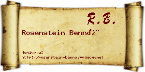 Rosenstein Bennó névjegykártya
